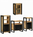 vidaXL Bathroom Furniture Set with Door 4 pcs Brown Solid Mango Wood