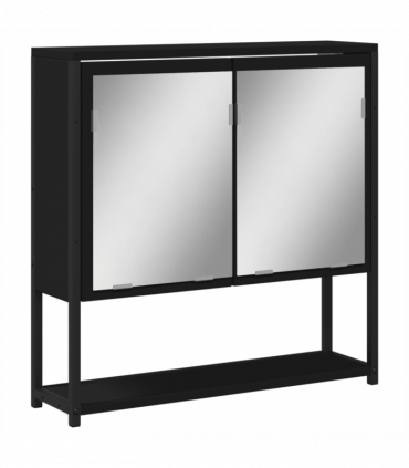 vidaXL Bathroom Mirror Cabinet Black 60x16x60 cm Engineered Wood