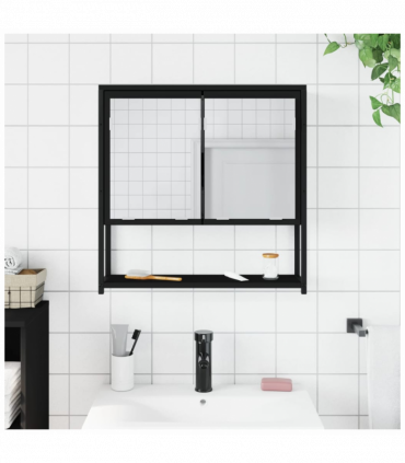vidaXL Bathroom Mirror Cabinet Black 60x16x60 cm Engineered Wood