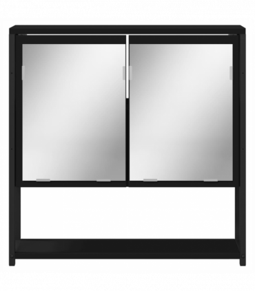 vidaXL Bathroom Mirror Cabinet Black 60x16x60 cm Engineered Wood