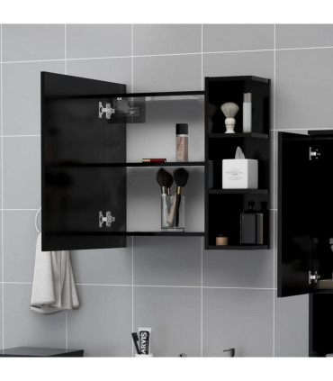 vidaXL Bathroom Mirror Cabinet Black 62.5x20.5x64 cm Engineered Wood