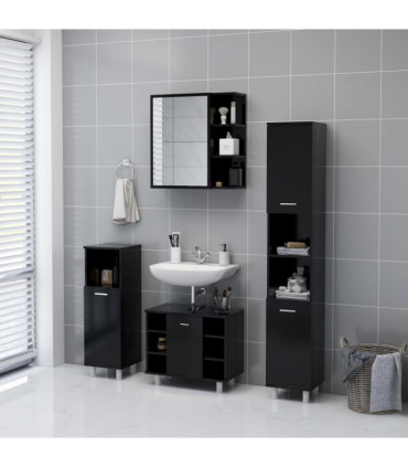 vidaXL Bathroom Mirror Cabinet Black 62.5x20.5x64 cm Engineered Wood