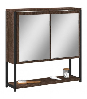 vidaXL Bathroom Mirror Cabinet Brown Oak 60x16x60 cm Engineered Wood