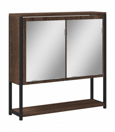 vidaXL Bathroom Mirror Cabinet Brown Oak 60x16x60 cm Engineered Wood