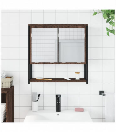 vidaXL Bathroom Mirror Cabinet Brown Oak 60x16x60 cm Engineered Wood