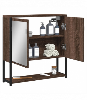 vidaXL Bathroom Mirror Cabinet Brown Oak 60x16x60 cm Engineered Wood