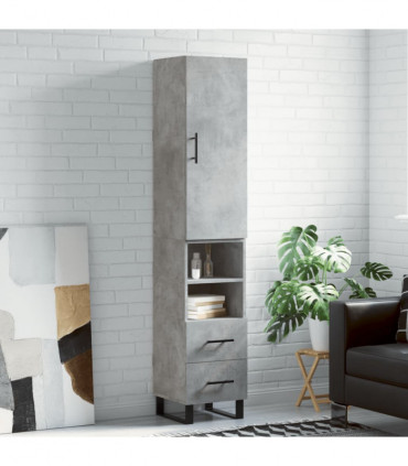 vidaXL Highboard Concrete Grey 34.5x34x180 cm Engineered Wood