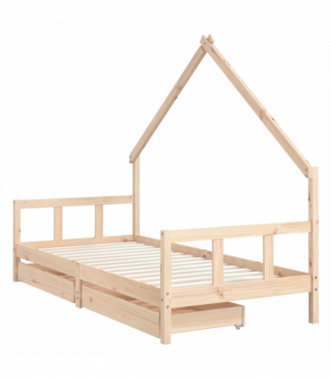 vidaXL Kids Bed Frame with Drawers 90x200 cm Solid Wood Pine