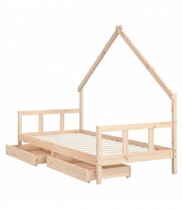 vidaXL Kids Bed Frame with Drawers 90x200 cm Solid Wood Pine