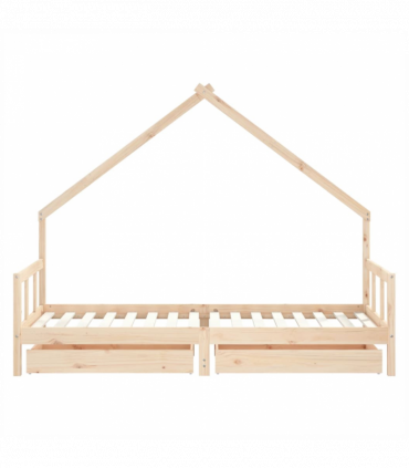 vidaXL Kids Bed Frame with Drawers 90x200 cm Solid Wood Pine