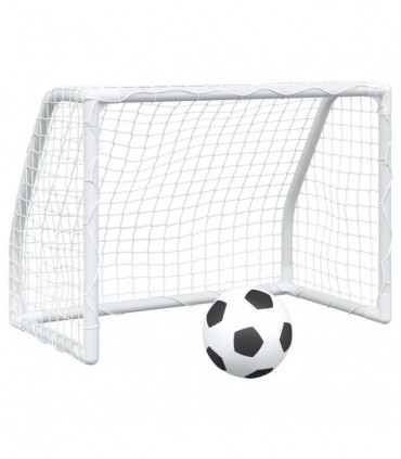 vidaXL Kids' Football Goals 2 pcs with Ball White 64x35x48 cm Metal
