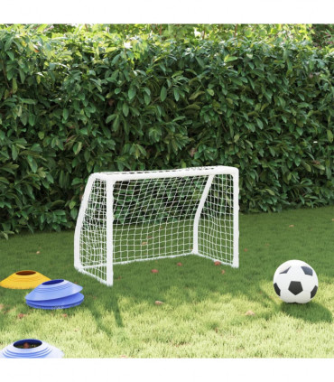 vidaXL Kids' Football Goals 2 pcs with Ball White 64x35x48 cm Metal