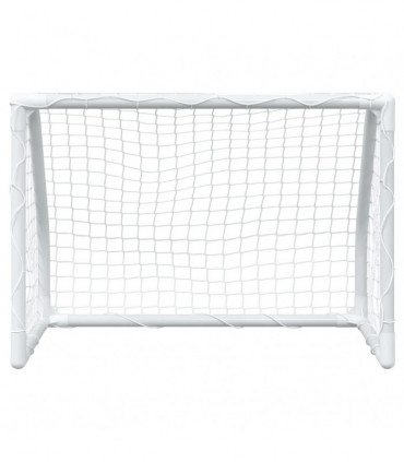 vidaXL Kids' Football Goals 2 pcs with Ball White 64x35x48 cm Metal