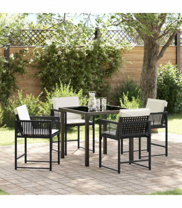 vidaXL Garden Dining Set 5 pcs Black Poly Rattan