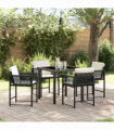 vidaXL Garden Dining Set 5 pcs Black Poly Rattan