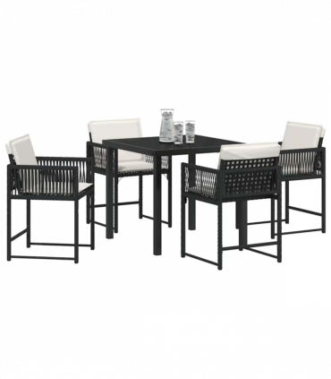 vidaXL Garden Dining Set 5 pcs Black Poly Rattan