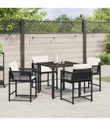 vidaXL Garden Dining Set 5 pcs Black Poly Rattan