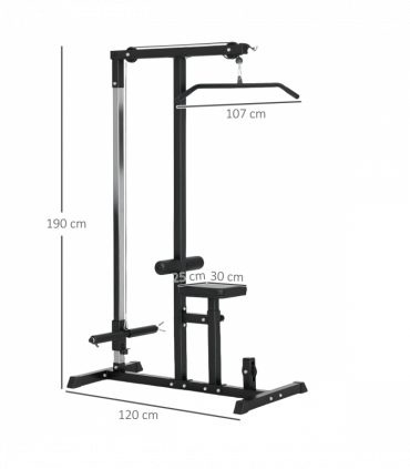 Exercise Pulldown Machine Power Tower with Adjustable Seat Cables HOMCOM