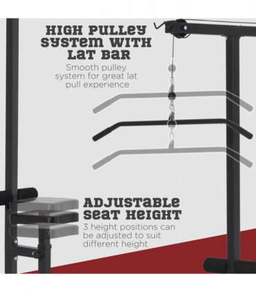 Exercise Pulldown Machine Power Tower with Adjustable Seat Cables HOMCOM