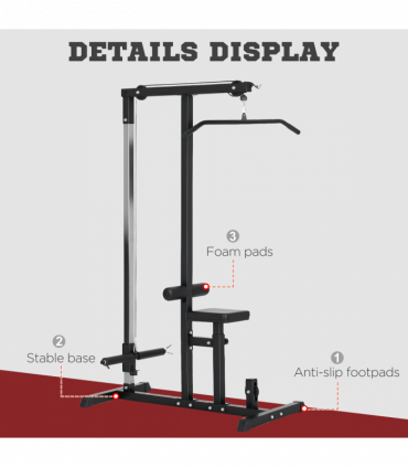 Exercise Pulldown Machine Power Tower with Adjustable Seat Cables HOMCOM