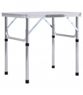 Folding Camping Table White Aluminium 60x45 cm