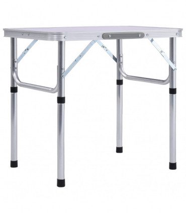 Folding Camping Table White Aluminium 60x45 cm