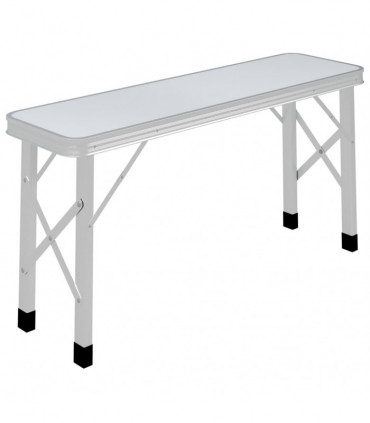 Folding Camping Table with 2 Benches Aluminium White