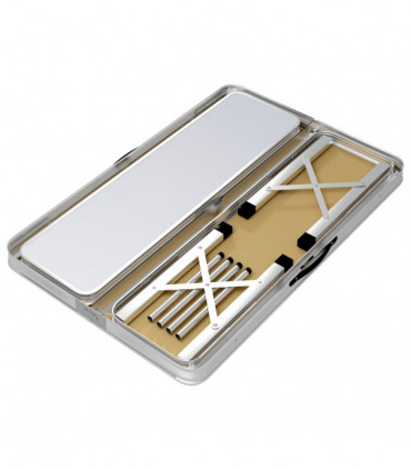 Folding Camping Table with 2 Benches Aluminium White