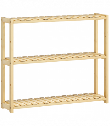 HOMCOM 3-Tier Bamboo Bathroom Storage Shelf with Adjustable Rack, Natural
