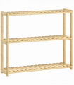 HOMCOM 3-Tier Bamboo Bathroom Storage Shelf with Adjustable Rack, Natural