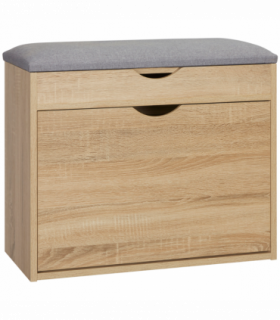 Shoe Bench Natural Wood Finish 60cm x 30cm x 50cm Entryway Cushion Storage