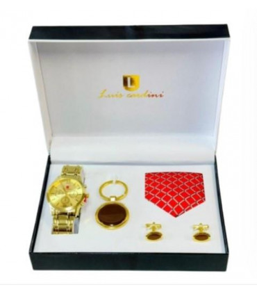 Luis Cardini Mens Watch, Tie, Cufflinks & Keychain Gift Sets 27144