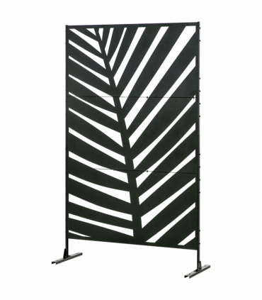 Outsunny 6.5FT Metal Outdoor Privacy Screen Panel with Stand, Banana Leaf Style