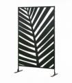 Outsunny 6.5FT Metal Outdoor Privacy Screen Panel with Stand, Banana Leaf Style