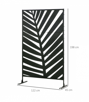 Outsunny 6.5FT Metal Outdoor Privacy Screen Panel with Stand, Banana Leaf Style