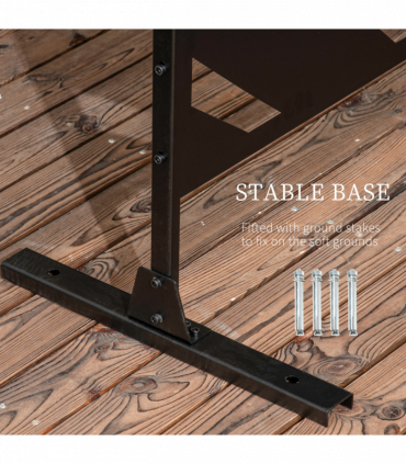 Outsunny 6.5FT Metal Outdoor Privacy Screen Panel with Stand, Banana Leaf Style