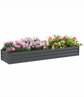 Outsunny Galvanised Raised Bed for Garden, Outdoor Elevated Planter Box, Grey