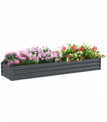 Outsunny Galvanised Raised Bed for Garden, Outdoor Elevated Planter Box, Grey