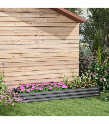 Outsunny Galvanised Raised Bed for Garden, Outdoor Elevated Planter Box, Grey