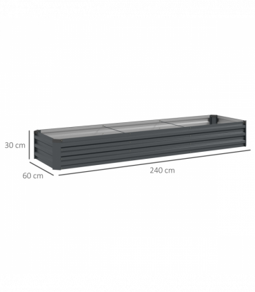 Outsunny Galvanised Raised Bed for Garden, Outdoor Elevated Planter Box, Grey
