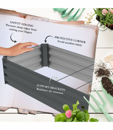 Outsunny Galvanised Raised Bed for Garden, Outdoor Elevated Planter Box, Grey