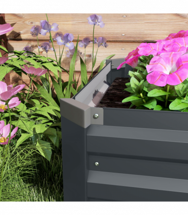 Outsunny Galvanised Raised Bed for Garden, Outdoor Elevated Planter Box, Grey