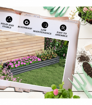 Outsunny Galvanised Raised Bed for Garden, Outdoor Elevated Planter Box, Grey