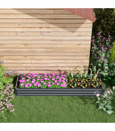 Outsunny Galvanised Raised Bed for Garden, Outdoor Elevated Planter Box, Grey
