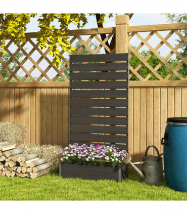 Outsunny Raised Garden Bed with Trellis Standing Patio Planter Box Black