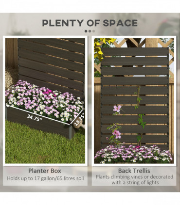 Outsunny Raised Garden Bed with Trellis Standing Patio Planter Box Black
