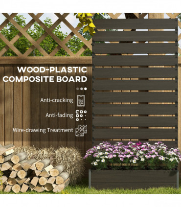 Outsunny Raised Garden Bed with Trellis Standing Patio Planter Box Black