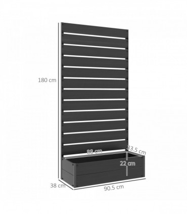 Outsunny Raised Garden Bed with Trellis Standing Patio Planter Box Black