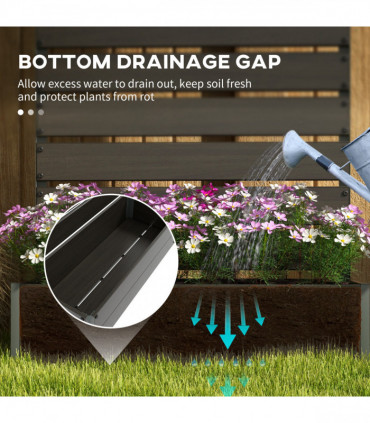 Outsunny Raised Garden Bed with Trellis Standing Patio Planter Box Black
