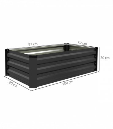 Outsunny Set of 2 Galvanised Raised Garden Bed for Flowers, Herbs and Vegetables